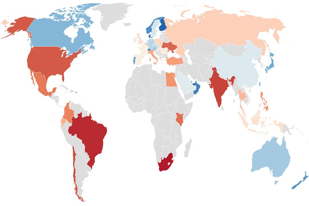 map of the safest countries for expats