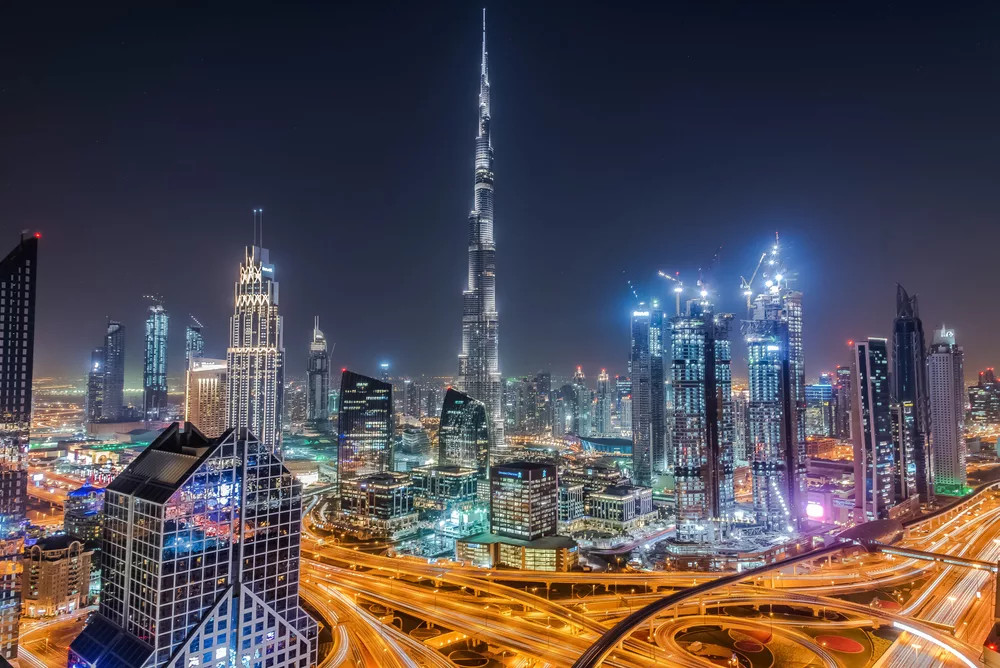 Dubai skyline at night