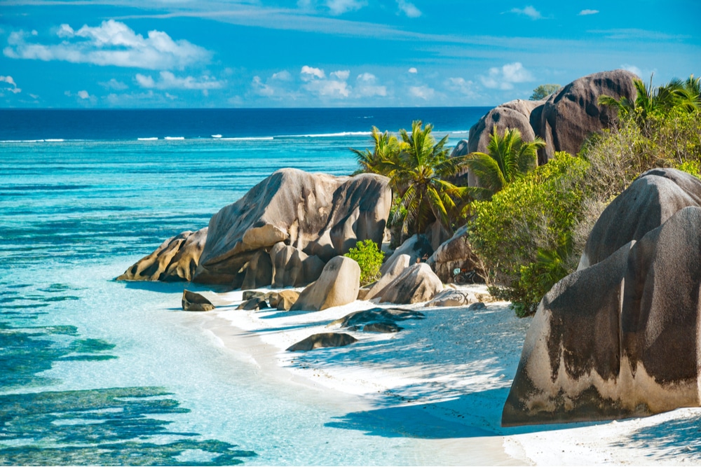 A beach in Seychelles, one of the countries that require travel insurance
