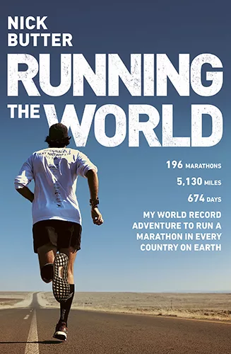 A man running in the desert - the boo cover of Running the World