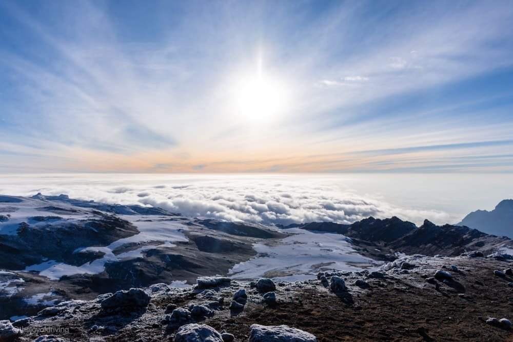 A view of the horizon from on high up on Kilimanjaro