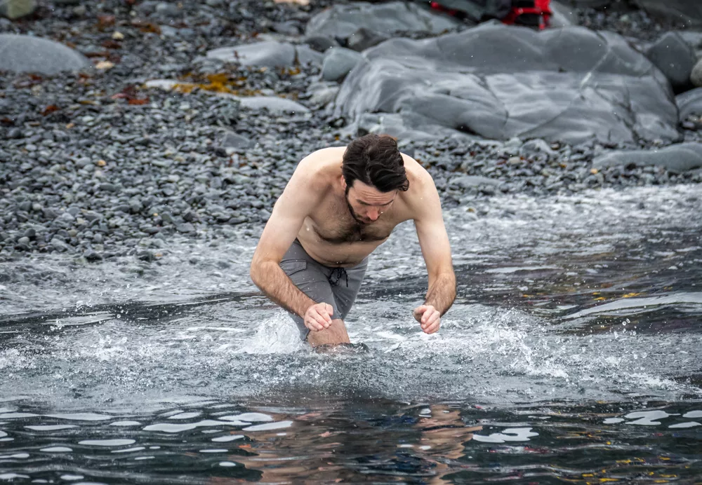 Peter diving into the Southern Ocean