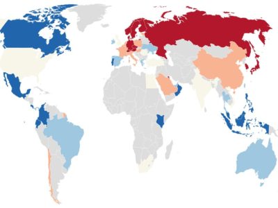 map of the countries where expats find it easiest to settle