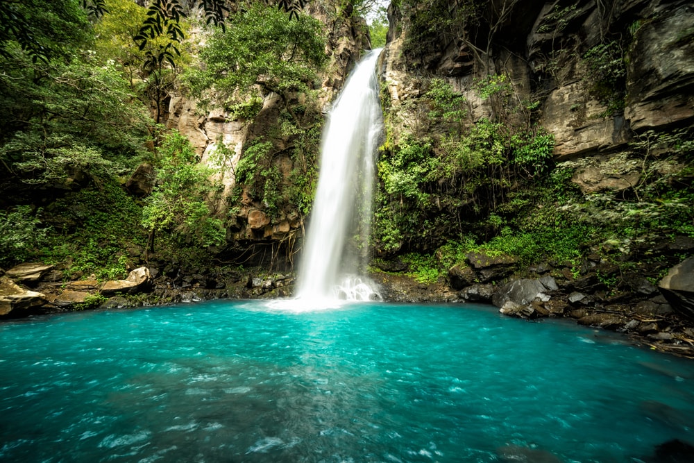 a waterfall in Costa Rica