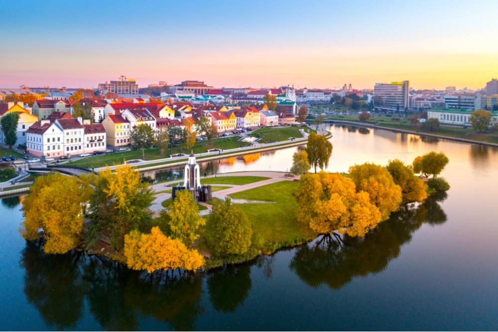 An aerial shot of Minsk in Belarus