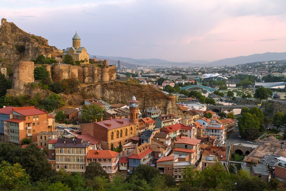Tbilisi skyline in Georgia, one of the countries that require travel insurance 