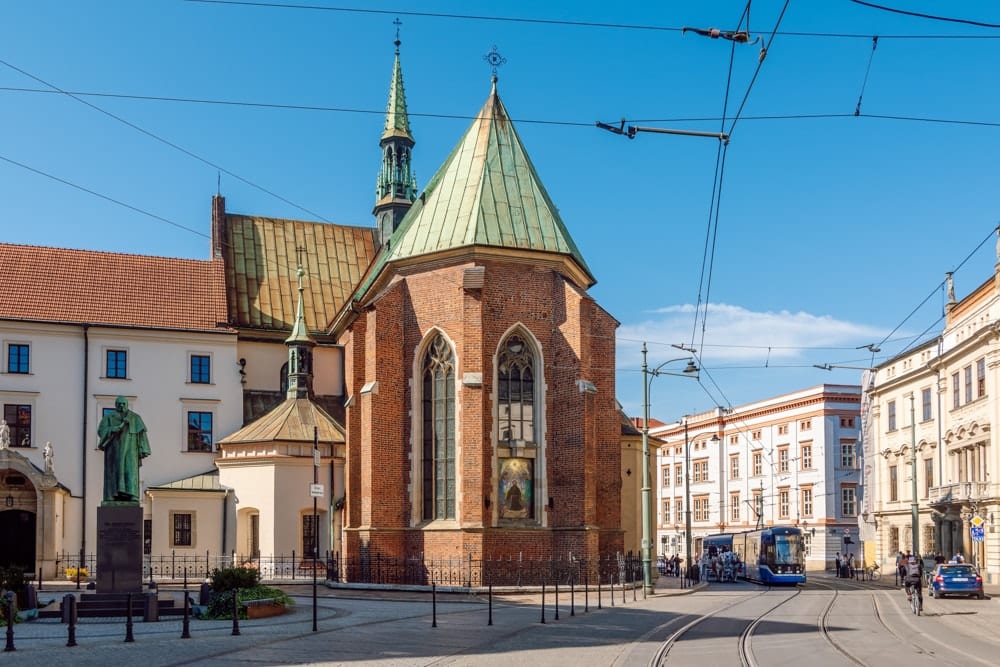 St. Francis' Basilica from the outside in the Kraków Old Town