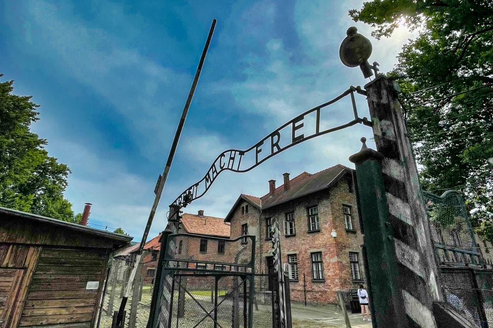 The famous gates of Auschwitz