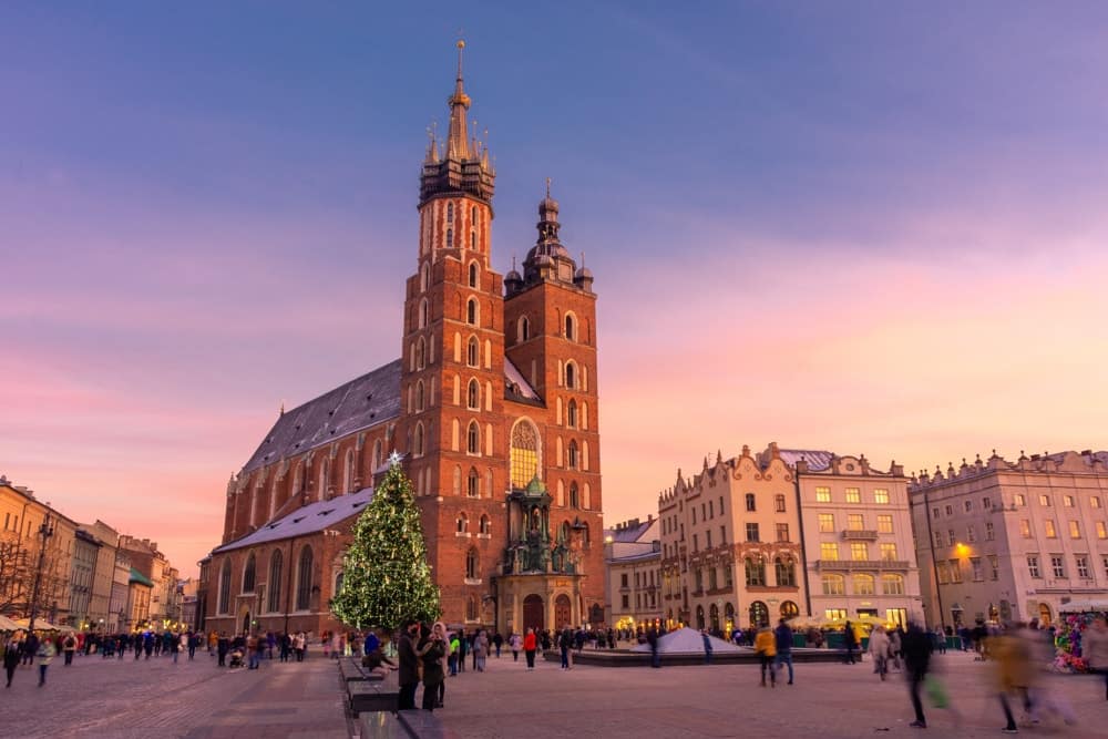 Krakow in Poland during sunset