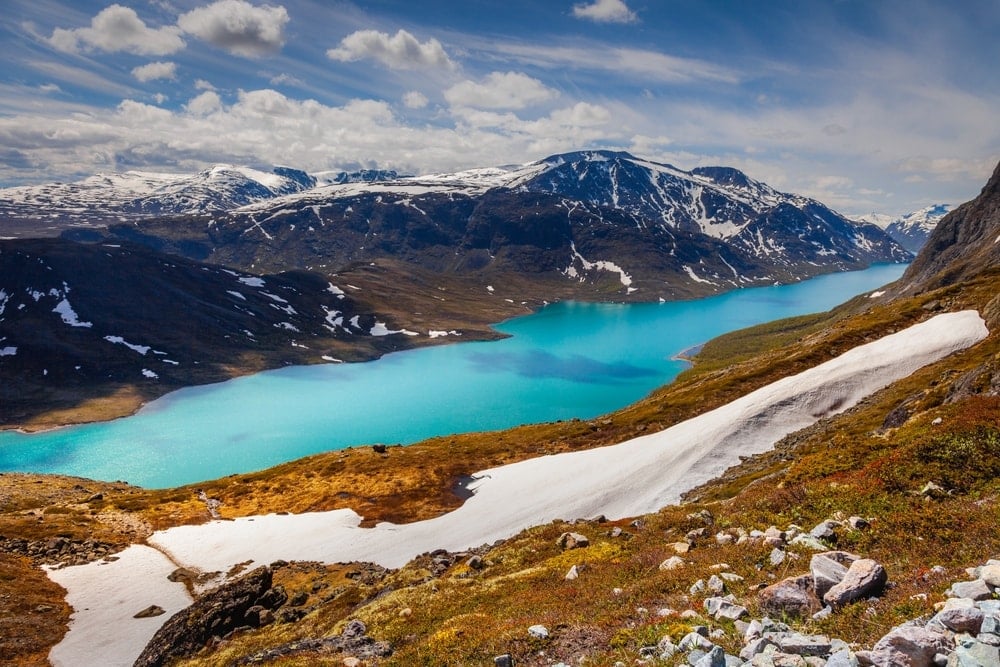 Jotunheimen is peppered with lakes, waterfalls, mountains and glaciers