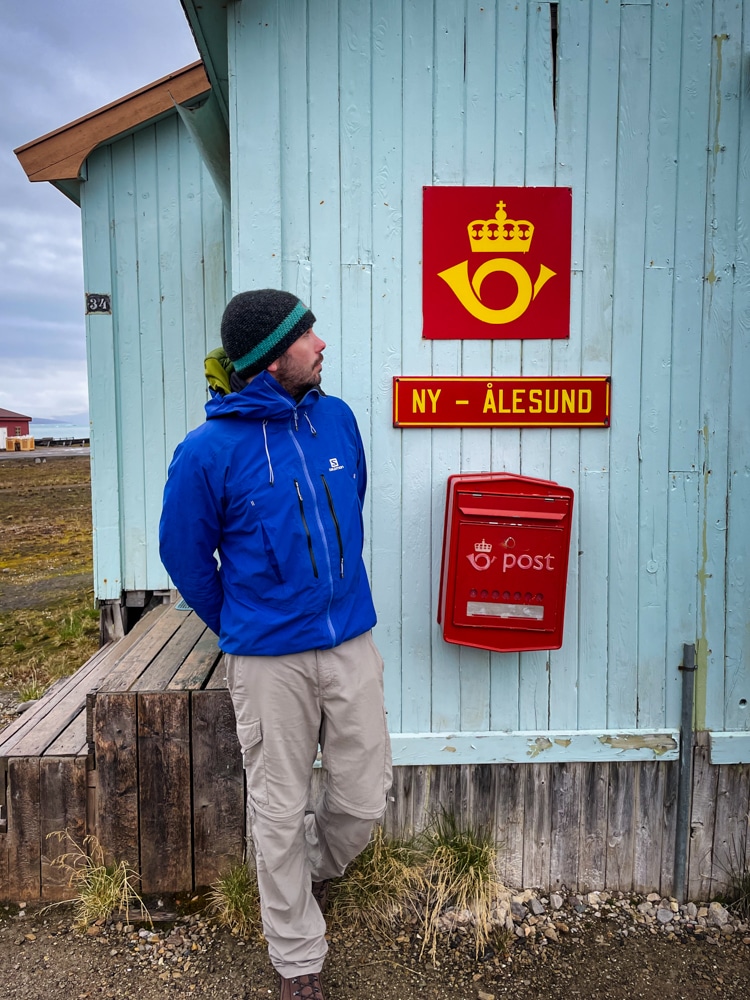 Peter at the northernmost post office in the world, under the midnight sun