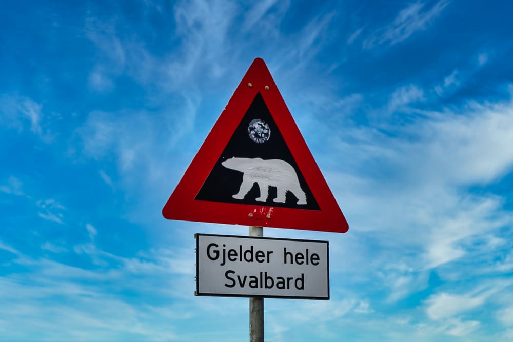 Beware polar bears sign in Longyearbyen, the world’s northernmost town