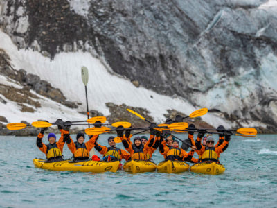 A group photo taken while Kayaking in Svalbard