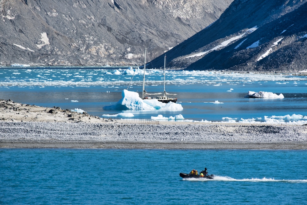 A zodiac in Magdalenefjord – one of the reasons to visit Svalbard
