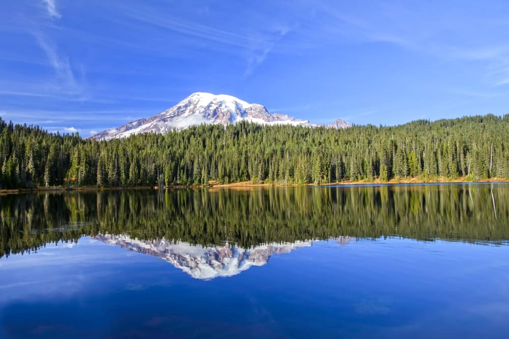 Mount Rainier reflected in a lake