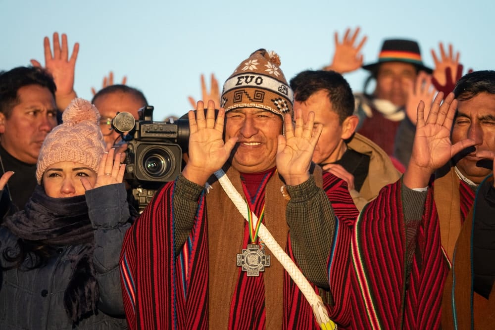 Evo Morales in indigenous dress