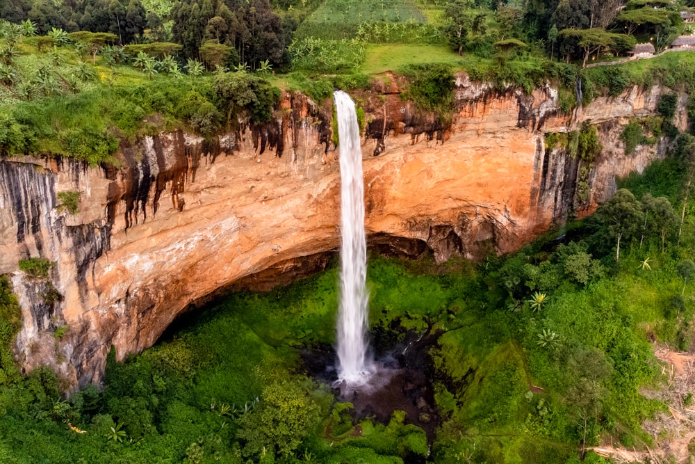 The single drop of Sipi Falls in Uganda