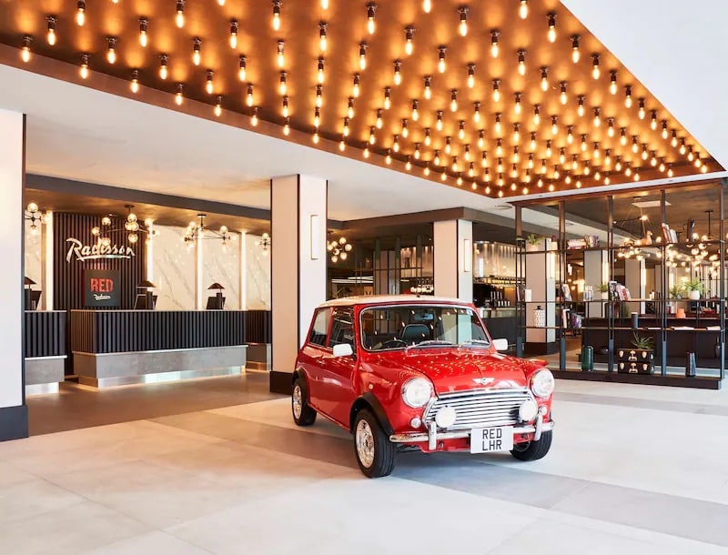 Reception with a mini car  at Radisson RED Heathrow