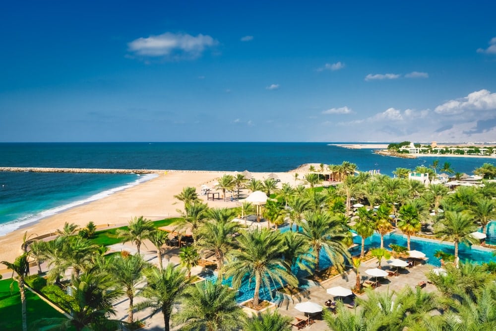 Overlooking the beach at the Hilton Ras Al Khaimah Beach Resort