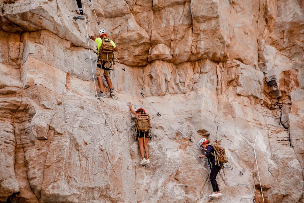 Climbers on the Ras Al Khaimah via ferrata