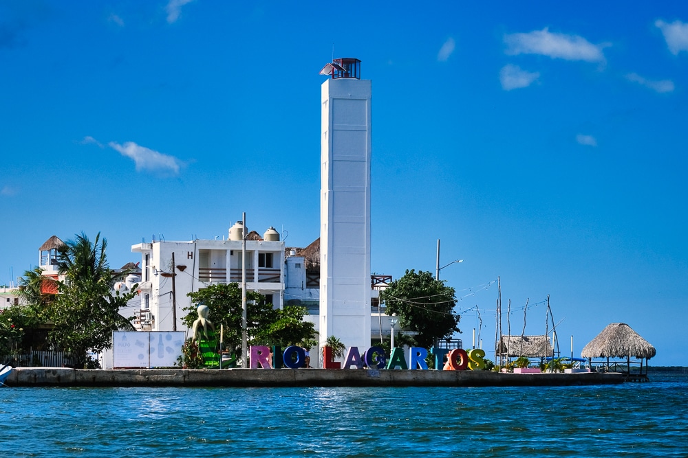 Río Lagartos lighthouse and tourism sign