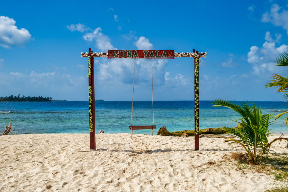 A swing on Isla Pelícano in the San Blas Islands