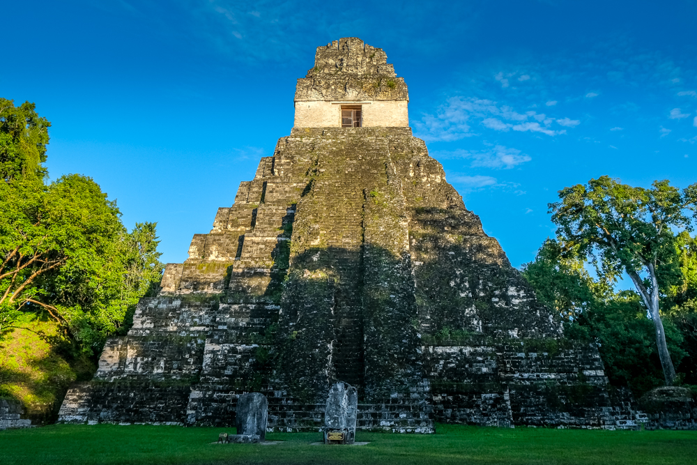 Temple I in Tikal with no clouds