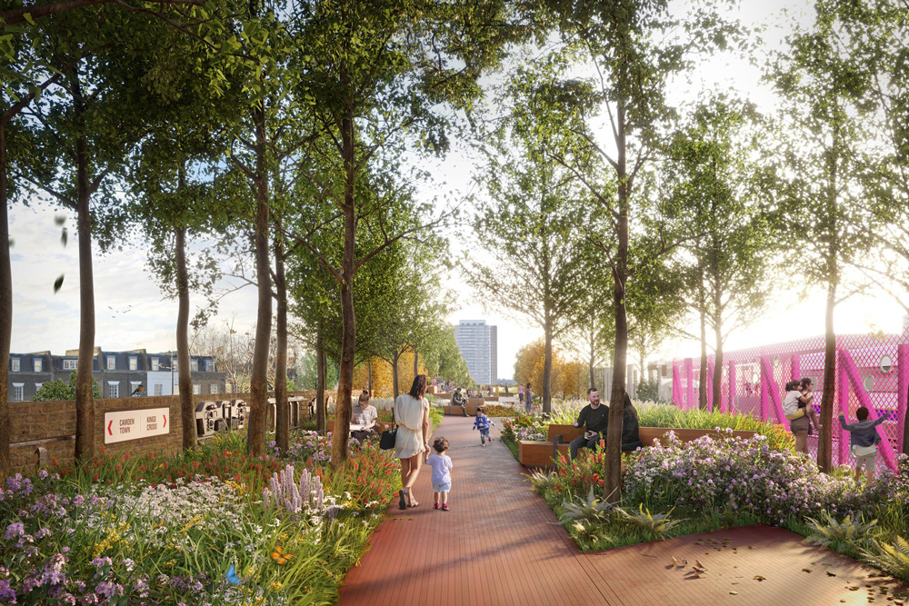 An artist's impression of the Camden Highline in London