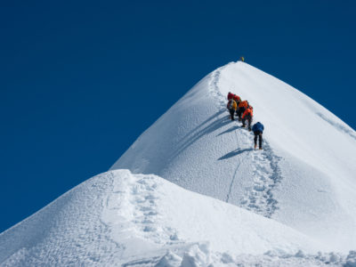 training for mountaineering on island peak in Nepal