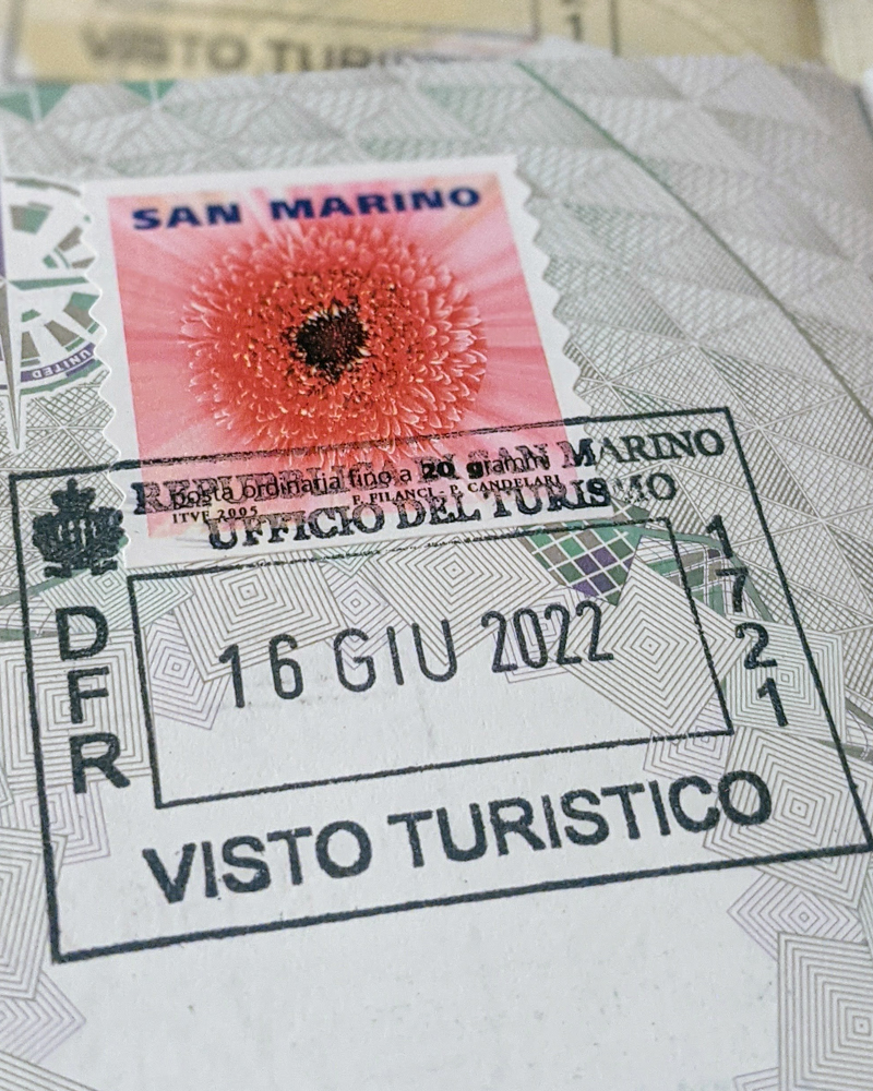 Our San Marino passport stamp