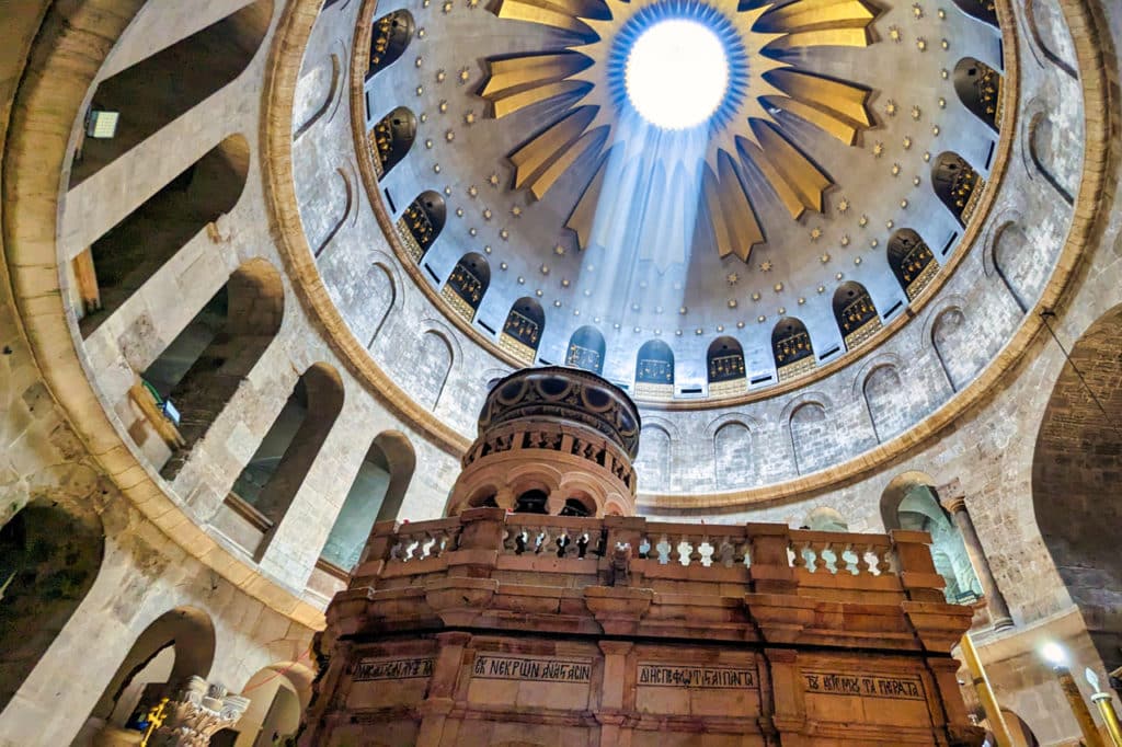 The tomb inside the Church of the Holy Sepulchre in Jerusalem's Old City