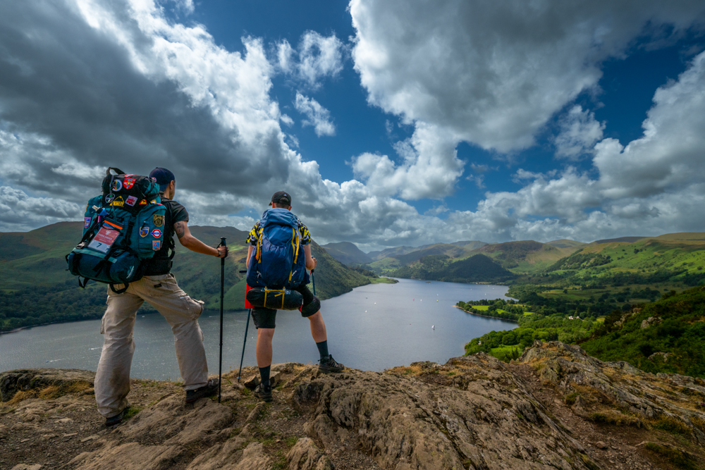 Two hikers overlooking Ullswater