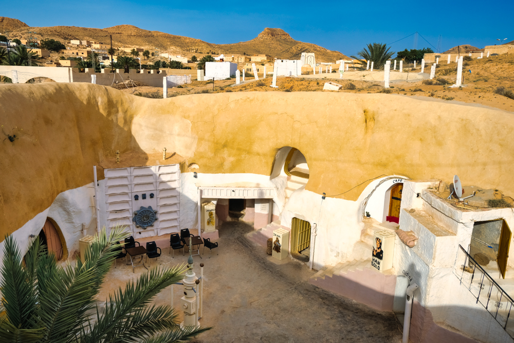 Looking down into Hotel Sidi Idriss – one of the Star Wars film locations in Tunisa