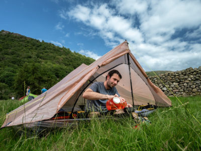 Peter in his Zpacks tent