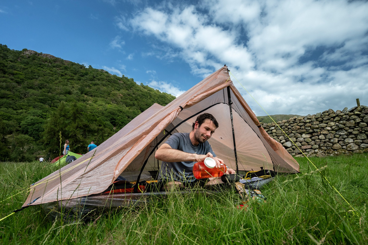 Peter in his Zpacks tent