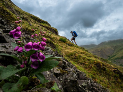 Peter hiking during the Highlander Lake District