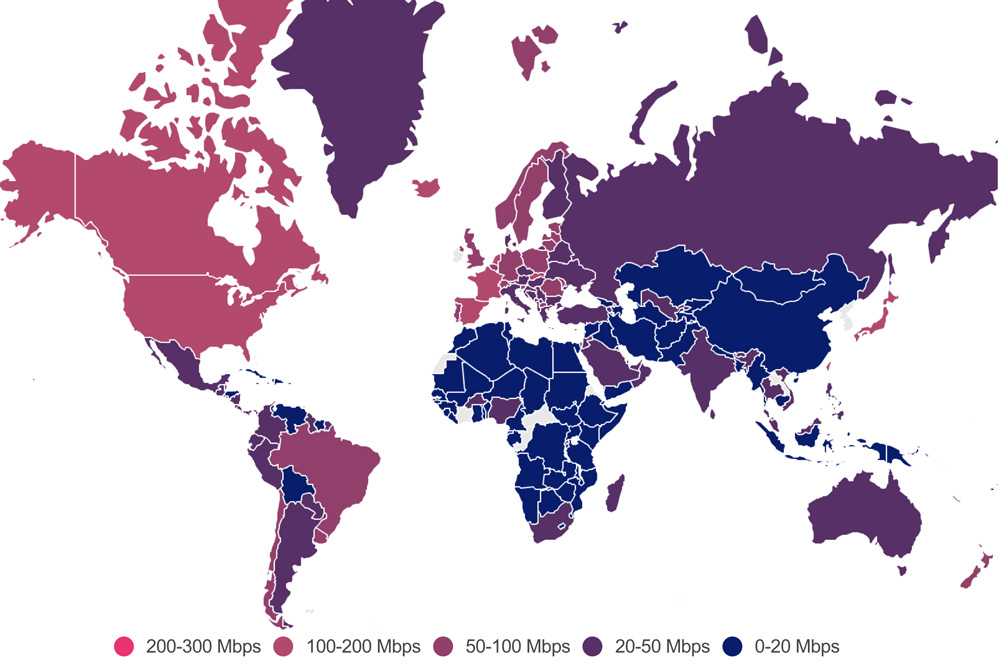 map of countries with the fastest internet