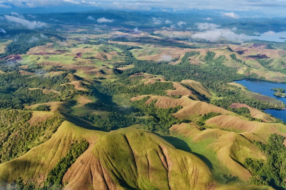 Aerial shot of the Highlands of New Guinea