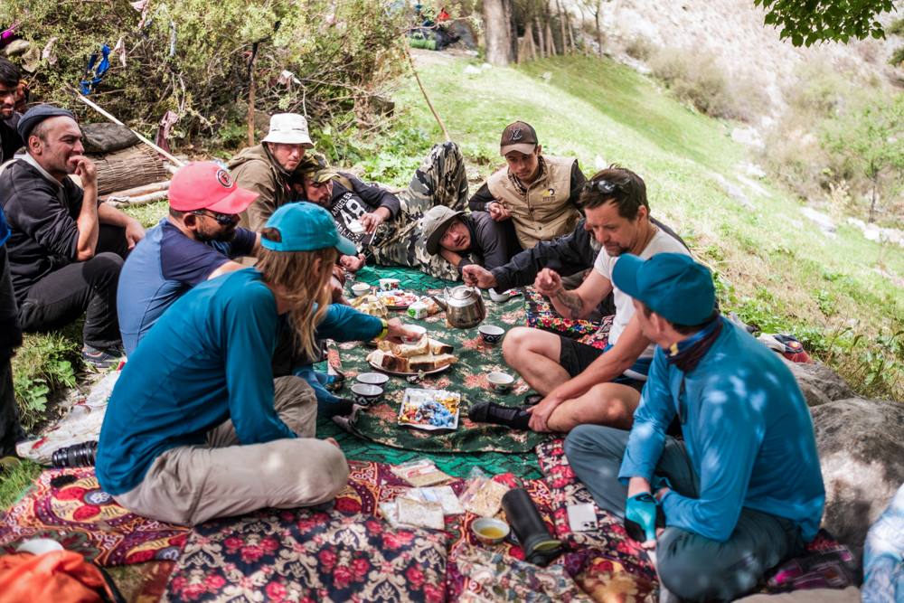 sat around drinking tea in the Fann Mountains
