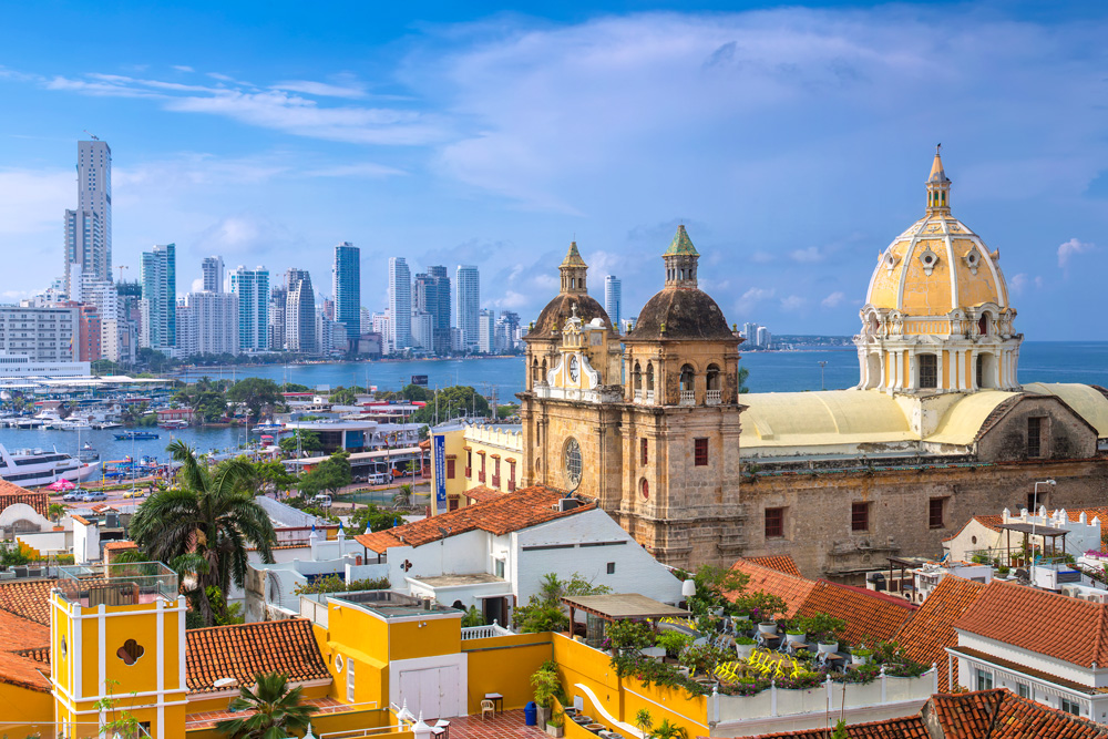 View of Cartagena in Colombia, showing its old and new areas