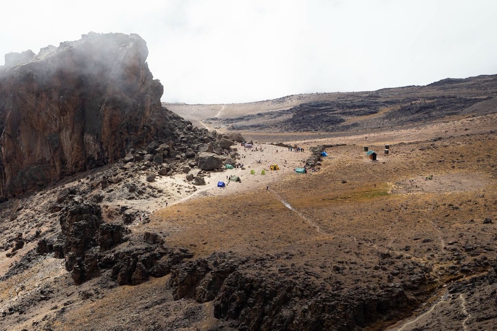 A high short of a campsite  on the Northern Circuit, one of the best Kilimanjaro climbing routes