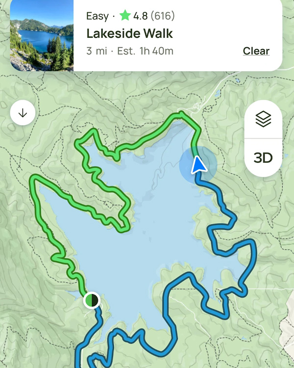 A screenshot of Alltrails hiking app