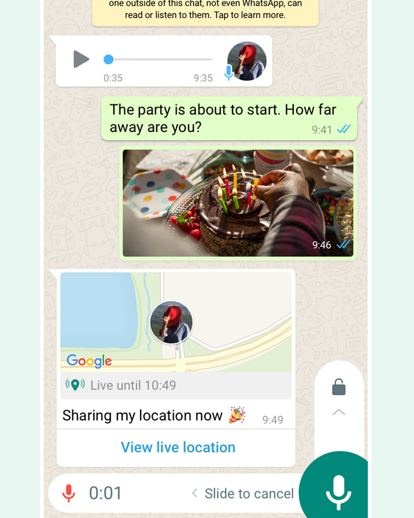 A screenshot of WhatsApp – one of the best travel apps