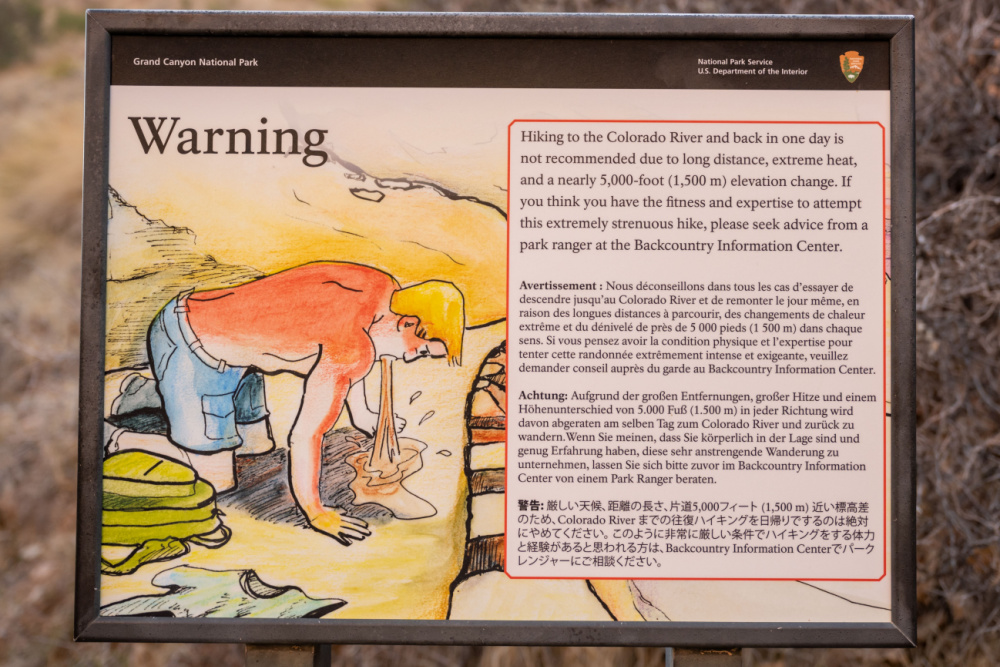 A warning sign on the dangerous Angel Trail hike