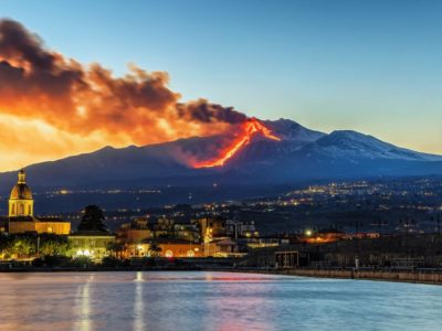 Mount Etna looms above the Ionian coast