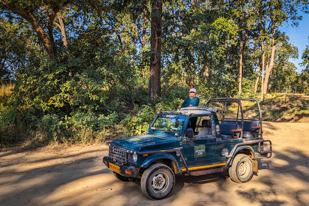 Kia in the Jeep in Jim Corbett 