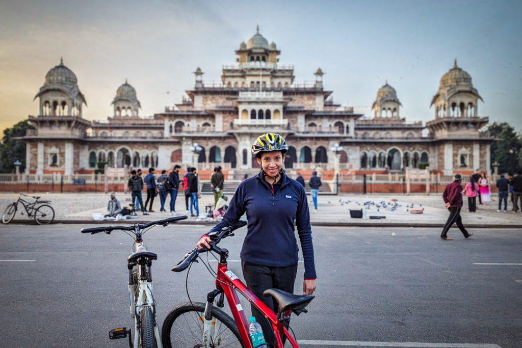 Kia pictured in front of Albert Hall Museum on the Jaipur Cycle Tour