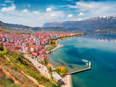 The coastal city of Pogradec in Albania – one of the cities in Europe for digital nomads