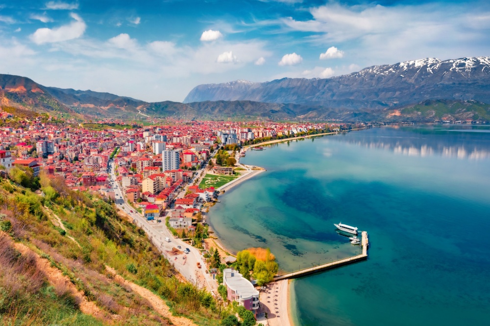 The coastal city of Pogradec in Albania – one of the cities in Europe for digital nomads