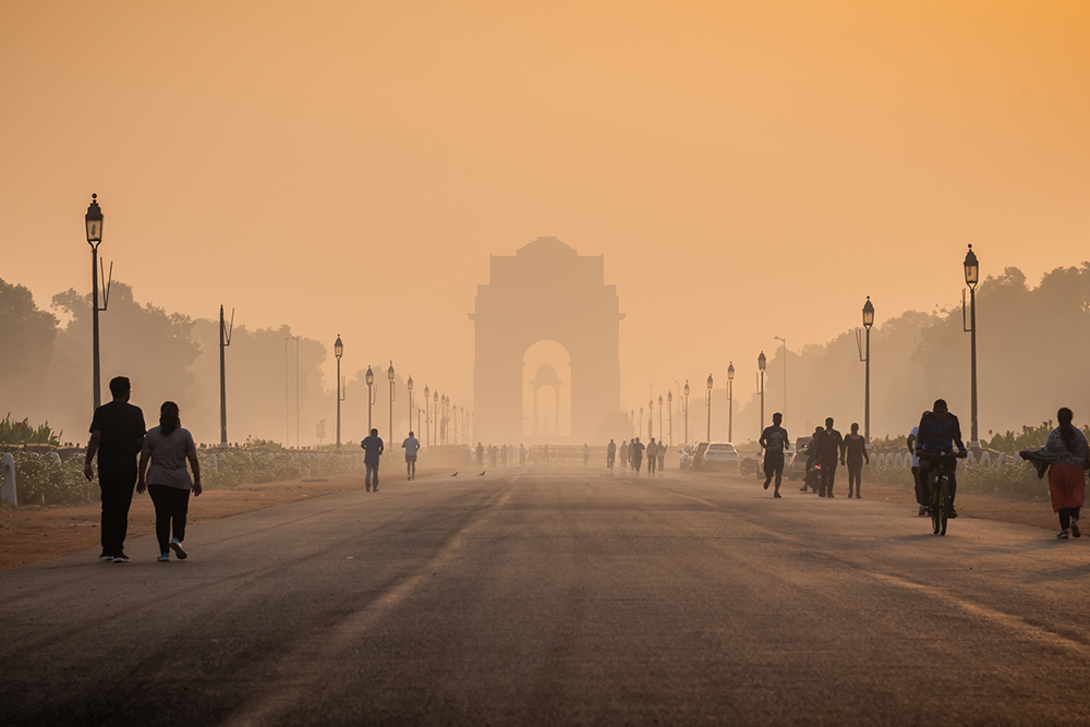 Delhi – the world's most polluted capital citiy – in thick smog at sunset
